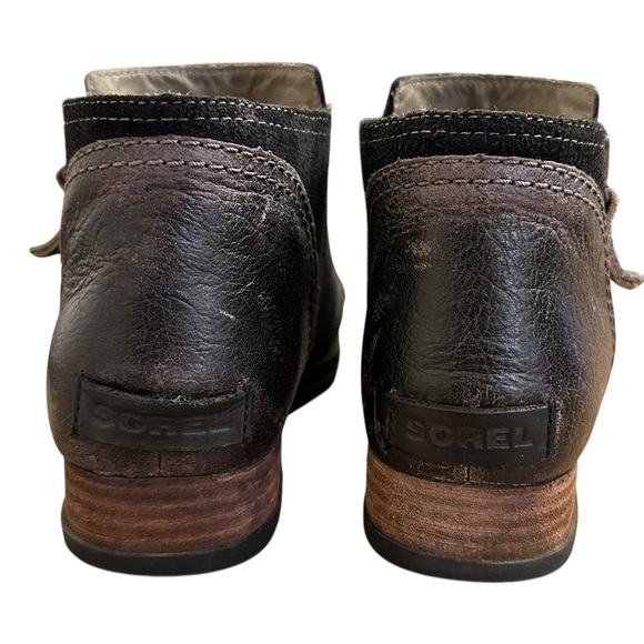 Sorel Major Low Ankle Boots Booties Black Leather Side Zip Women Size 8 B19 - Picture 4 of 10